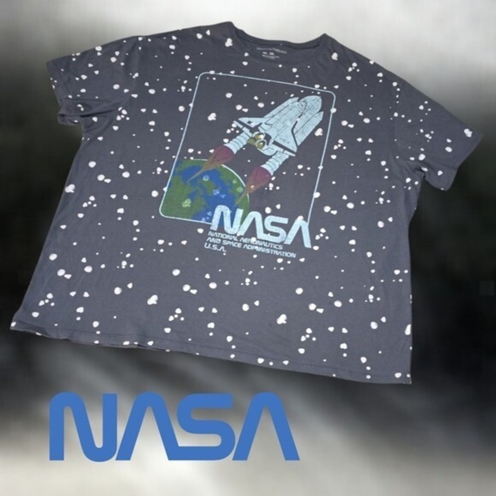 Grayson Threads Womens NASA Space Shuttle Graphic‎ T-Shirt Gray Polka Dot  XXL